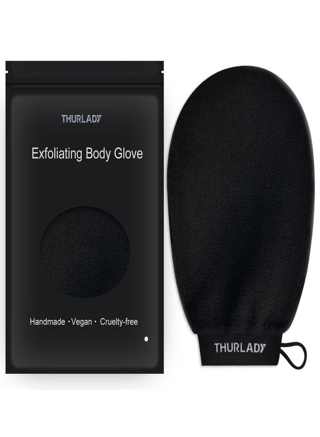 THURLADY Exfoliating Glove, Korean Exfoliating Mitt, Viscose Fiber Shower Mitt, Dead Skin Remover for Smooth Skin, Self-Tan Prep and Removal, Black - Image 1